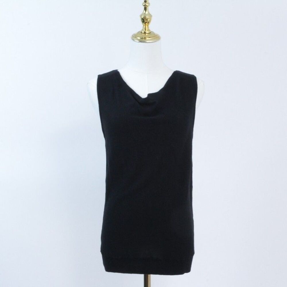 Chico's Women's NWT Bella Cowl Neck Cotton Tank Top Sweater Black, Small